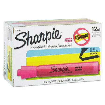Sharpie Tank Style Highlighters, Pink Ink, Chisel Tip, Pink Barrel, PK12 25009